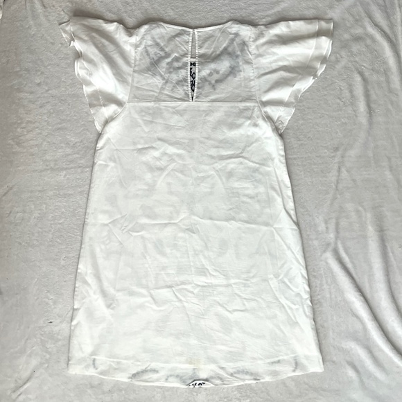 Parker Tiered flutter sleeve Embroidered eyelet cotton white dress size M - Picture 9 of 9